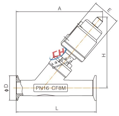 P3快裝氣動角座閥連接尺寸