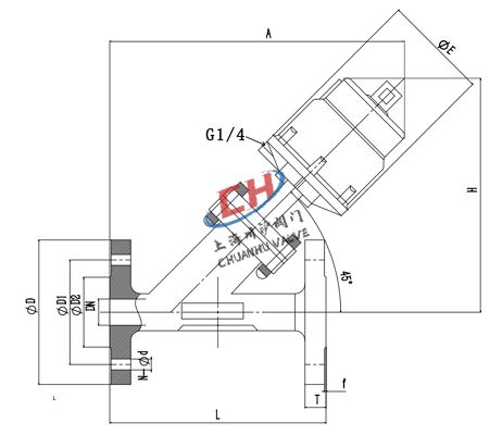 P4氣動(dòng)調(diào)節(jié)型角座閥連接尺寸